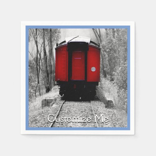 Old Fashioned Steam Train with Red Caboose Paper Napkins