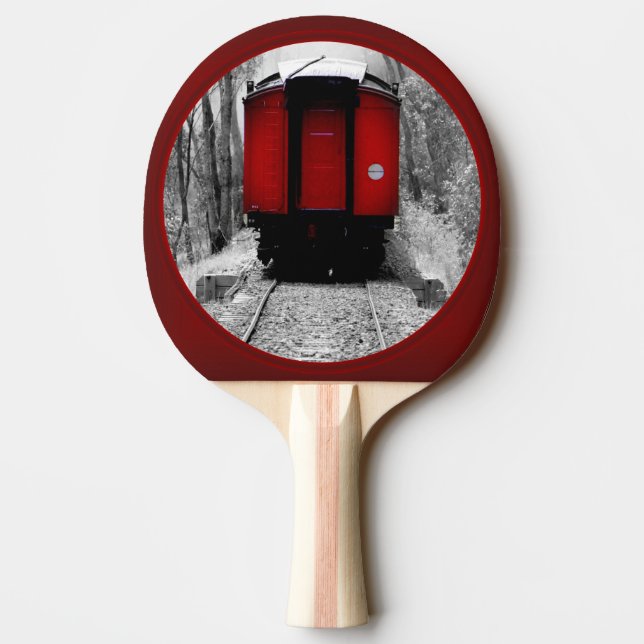 Old Fashioned Steam Train with Red Caboose Ping-Pong Paddle (Back)