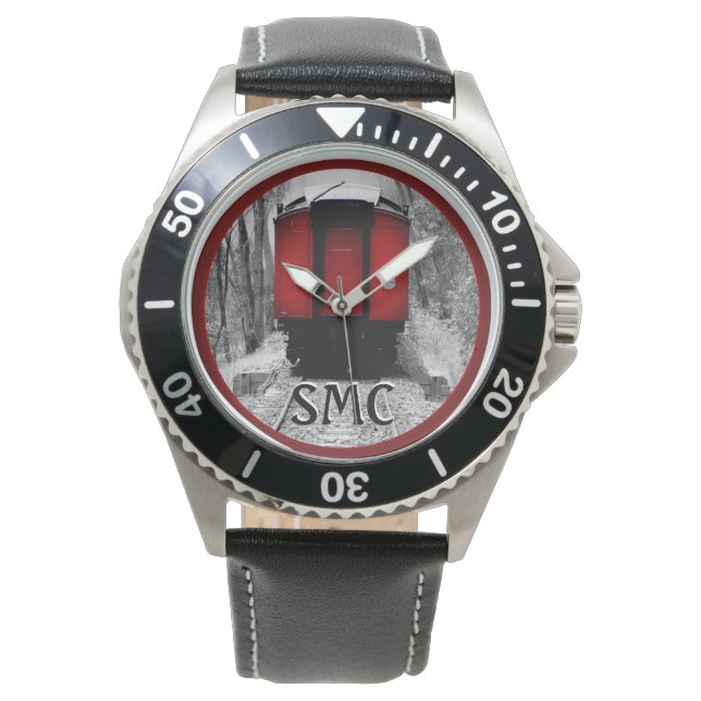 Old Fashioned Steam Train with Red Caboose Watch (Front)