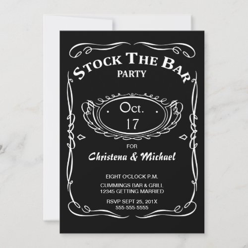 Old Fashioned Stock The Bar Shower Invitation