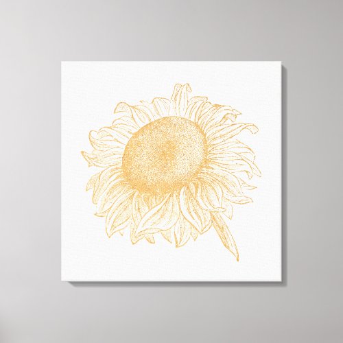 Old Fashioned Sunflower Vintage Flower Art Canvas Print