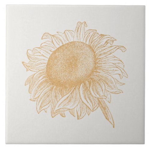 Old Fashioned Sunflower Vintage Flower Art Ceramic Tile