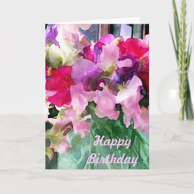 Old Fashioned Sweetpeas in a Jar Card (Front)