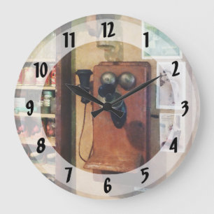 Old Fashioned Telephone Large Clock