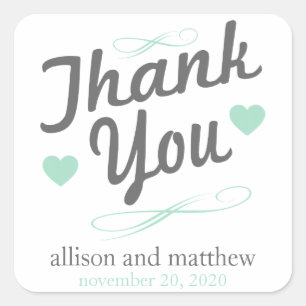 Old Fashioned Thank You Stickers (Gray / Green)
