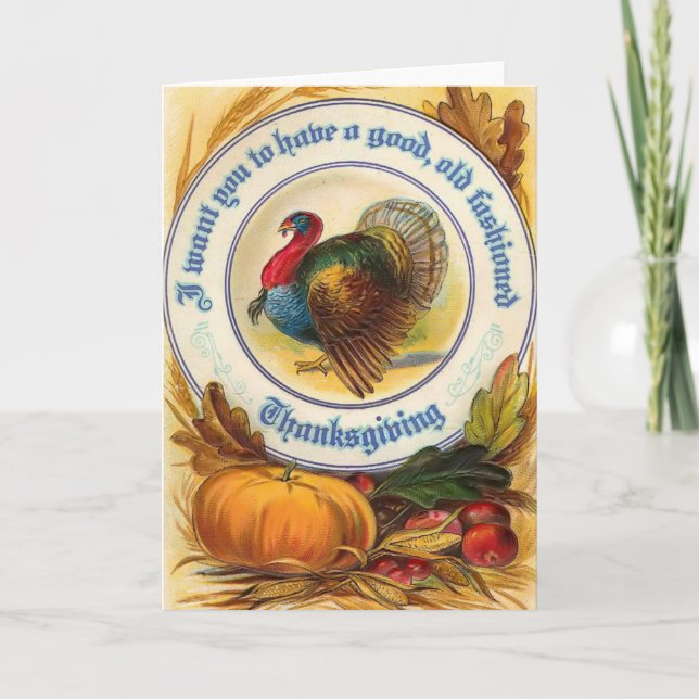 Old Fashioned Thanksgiving Card (Front)