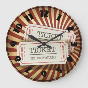 Old Fashioned Ticket Stub Carnival Theme Large Clock