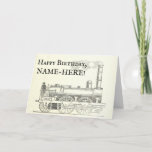 [ Thumbnail: Old Fashioned Train Locomotive Birthday Card ]