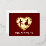 Old Fashioned Valentine Silhouette  Foil Holiday Postcard