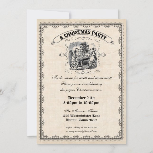 Old Fashioned Victorian Christmas Party Invitation (Front)