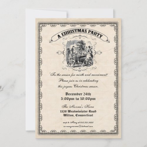 Old Fashioned Victorian Christmas Party Invitation