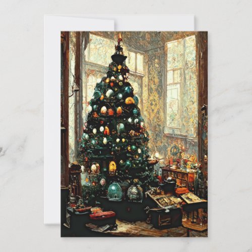 Old Fashioned Victorian Christmas Tree Holiday Card
