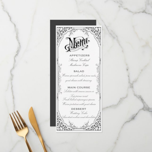 Old fashioned Victorian Menu | Zazzle