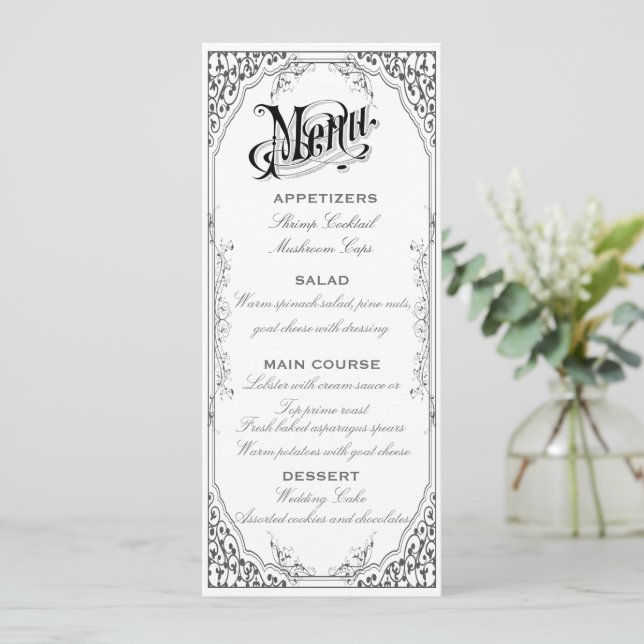 Old fashioned Victorian Menu | Zazzle