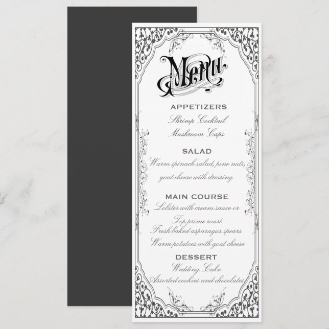 Old fashioned Victorian Menu | Zazzle