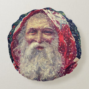 Old-fashioned Victorian Saint Nicholas Round Pillow