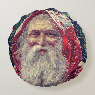Old-fashioned Victorian Saint Nicholas Round Pillow