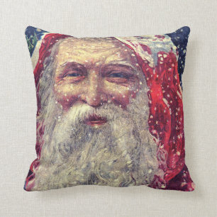 Old-fashioned Victorian Saint Nicholas Throw Pillow