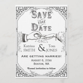 Old fashioned Victorian Save the Date Invitation