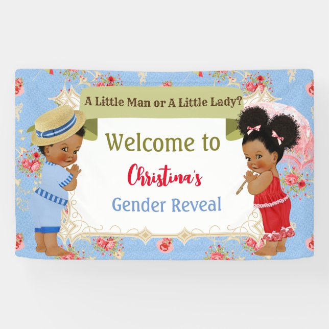 Old Fashioned Victorian Summer Gender Reveal  Banner (Horizontal)