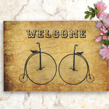 Old Fashioned Vintage Bicycles Couples Welcome Doormat by BlueHyd at Zazzle