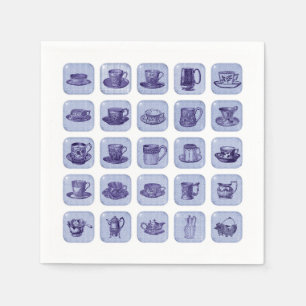 Old Fashioned Vintage Blue China Teacups Tea Party Paper Napkins