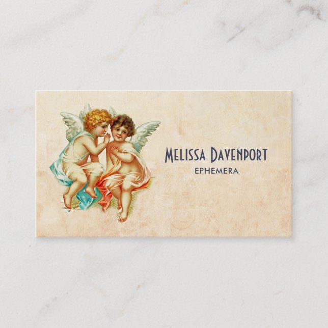 Old Fashioned Vintage Cherub Angels Business Card (Front)