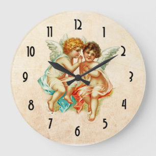Old Fashioned Vintage Cherub Angels Large Clock