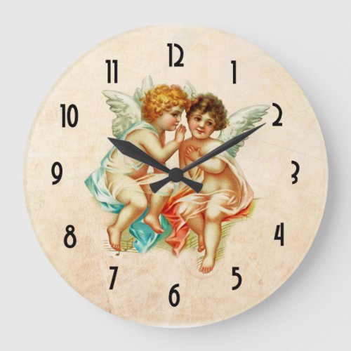 Old Fashioned Vintage Cherub Angels Large Clock