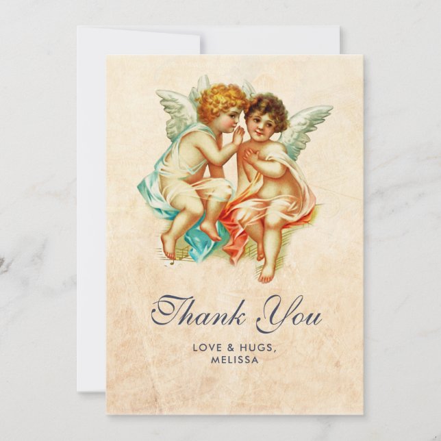 Old Fashioned Vintage Cherub Angels Thank You (Front)
