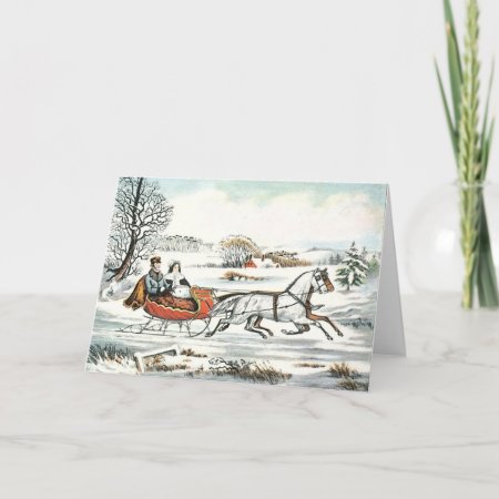 Old-fashioned Vintage Christmas Card Blank Inside