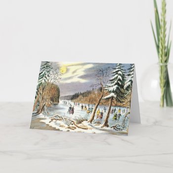 Old-fashioned Vintage Christmas Card Blank Inside by lko922 at Zazzle