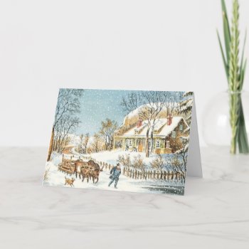Old-fashioned Vintage Christmas Card Blank Inside by lko922 at Zazzle
