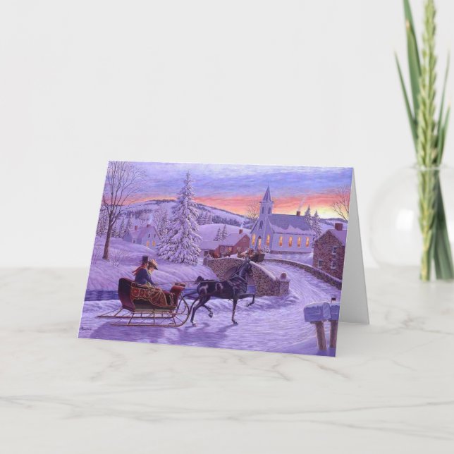 Old Fashioned Vintage Christmas Holiday Card (Front)