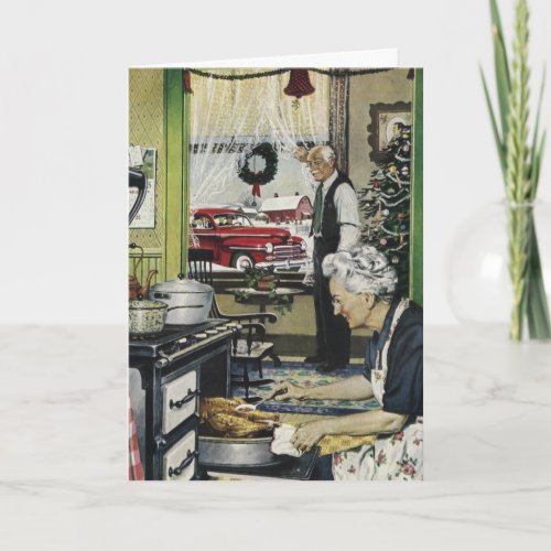 Old Fashioned Vintage Home Kitchen Christmas Card