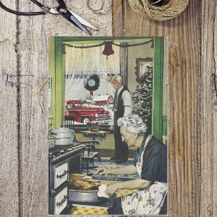 Old Fashioned Vintage Home Kitchen Christmas Tissue Paper