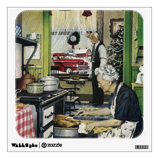 Old Fashioned Vintage Home Kitchen Christmas Wall Decal (Front)