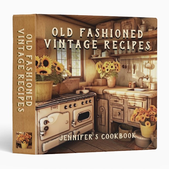 Old Fashioned Vintage Recipes 3 Ring Binder (Front/Spine)