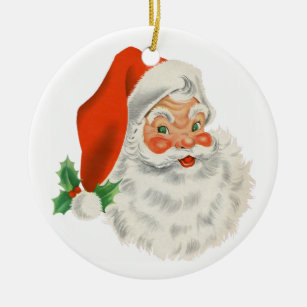 Old Fashioned Vintage Retro Santa Claus Ceramic Ornament