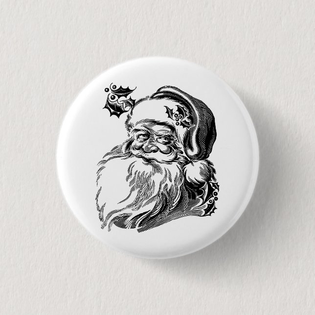 Old Fashioned Vintage Santa Claus Button (Front)
