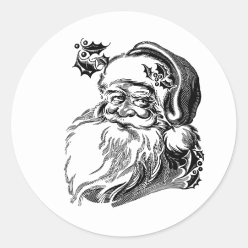 Old Fashioned Vintage Santa Claus Classic Round Sticker