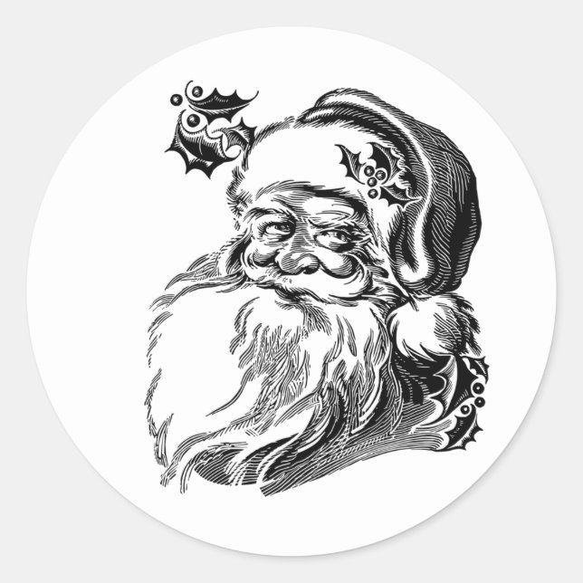 Old Fashioned Vintage Santa Claus Classic Round Sticker (Front)