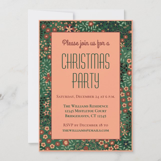 Old Fashioned Vintage Traditional Christmas Party Invitation (Front)