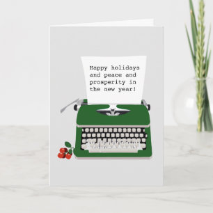 Old-fashioned vintage typewriter corporate holiday card