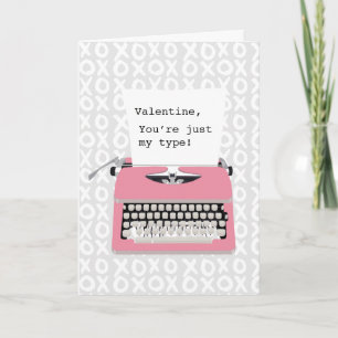 Old-fashioned vintage typewriter Valentines type Card