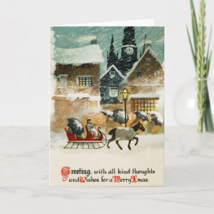 Old Fashioned Vintage Victorian Merry Christmas 13 Holiday Card
