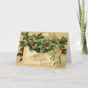 Old Fashioned Vintage Victorian Merry Christmas Holiday Card