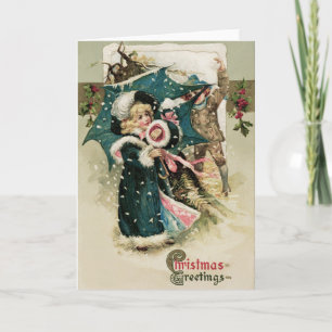 Old Fashioned Vintage Victorian Merry Christmas Holiday Card