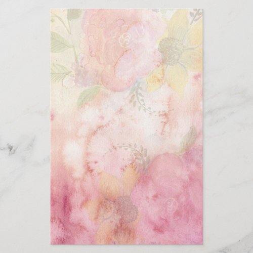 Old_Fashioned Vintage Watercolor Pastel Floral Stationery