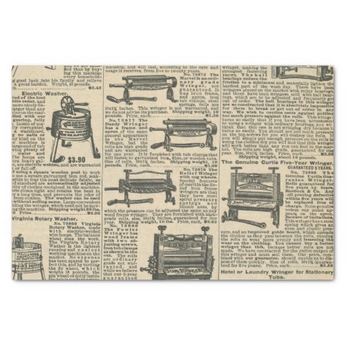 Old Fashioned Washers Catalog Page  Tissue Paper